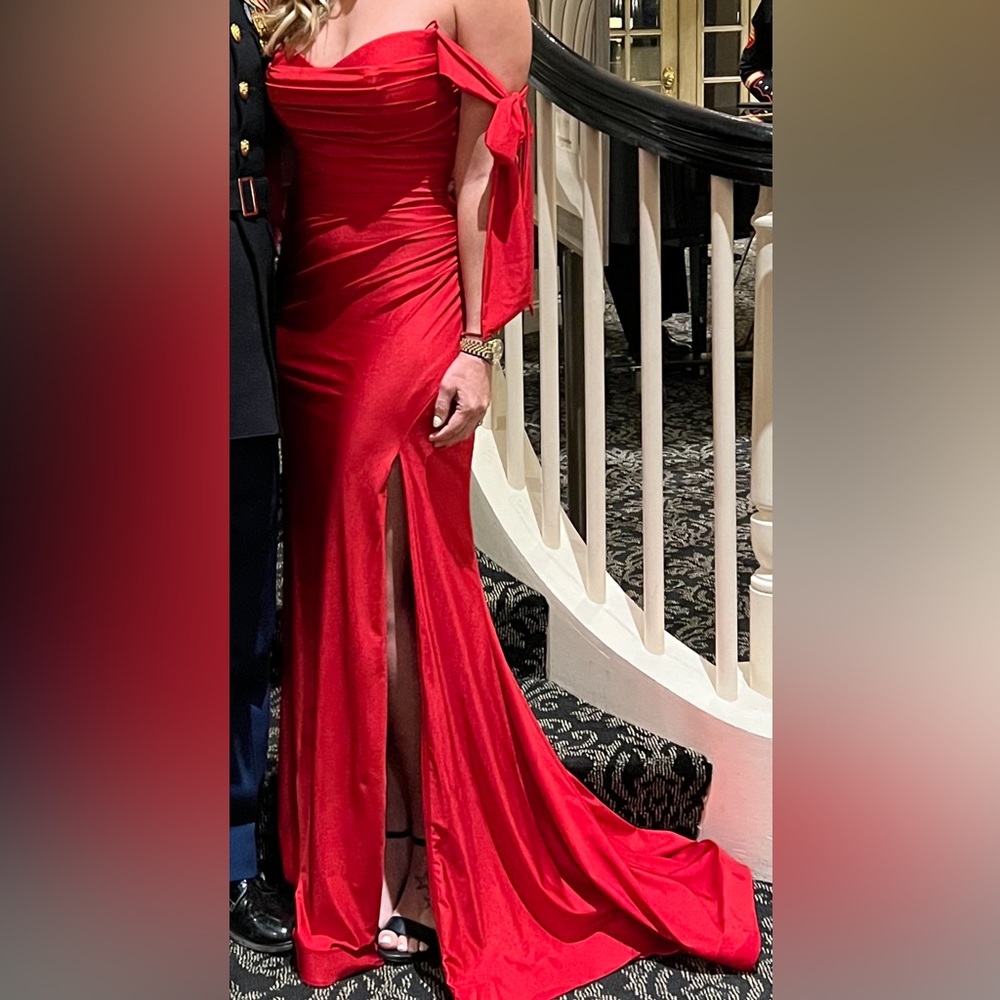Red fitted gown